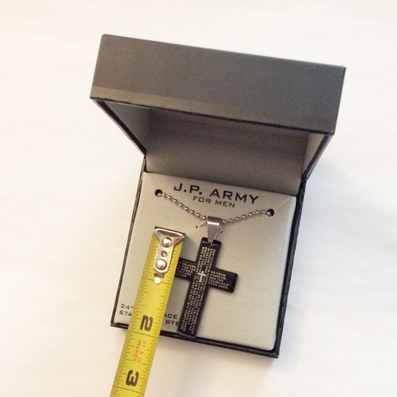 J. P. Army Men’s Cross Necklace 24” Beaded Chain - Picture 4 of 5